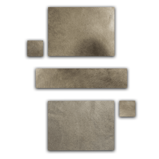Echtes Kuhfell 2er - Platzset "Die moderne Schönheit" Tischset handgefertigt geruchsneutral Esstisch, modern taupe grau 40x30cm - unendlich - schoen