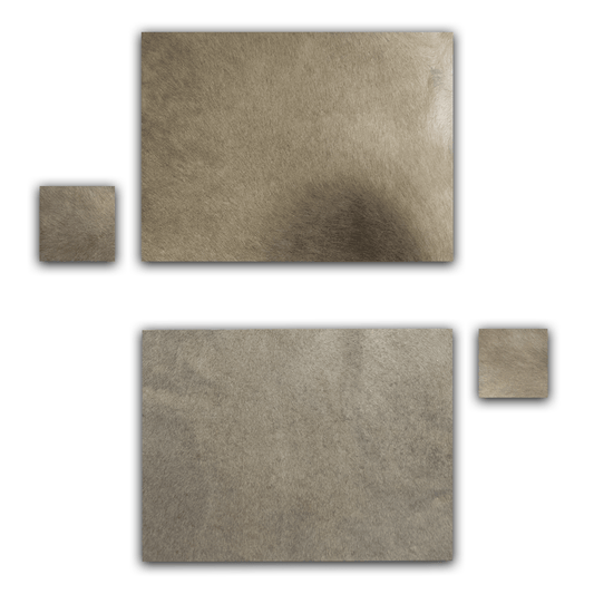 Echtes Kuhfell 2er - Platzset "Die moderne Schönheit" Tischset handgefertigt geruchsneutral Esstisch, modern taupe grau 40x30cm - unendlich - schoen