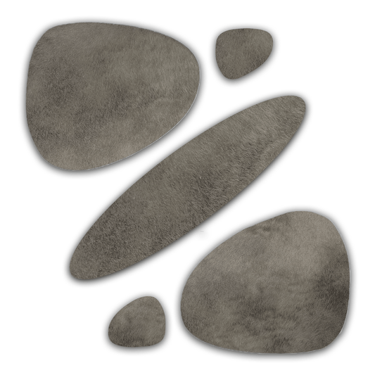 Echtes Kuhfell 2er - Platzset "Die moderne Schönheit" Tischset handgefertigt geruchsneutral Esstisch, oval taupe grau 40x32cm - unendlich - schoen