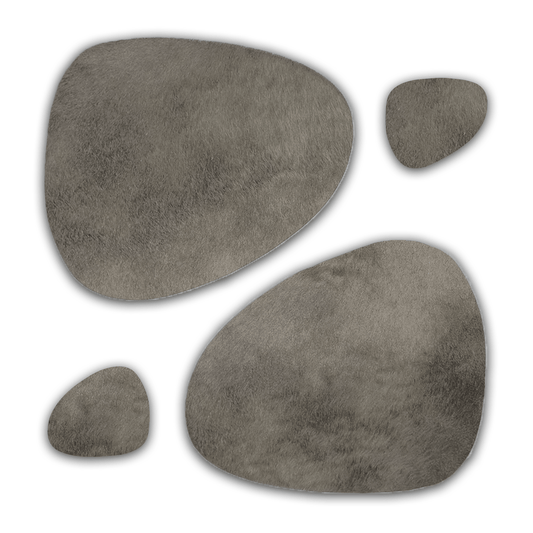 Echtes Kuhfell 2er - Platzset "Die moderne Schönheit" Tischset handgefertigt geruchsneutral Esstisch, oval taupe grau 40x32cm - unendlich - schoen
