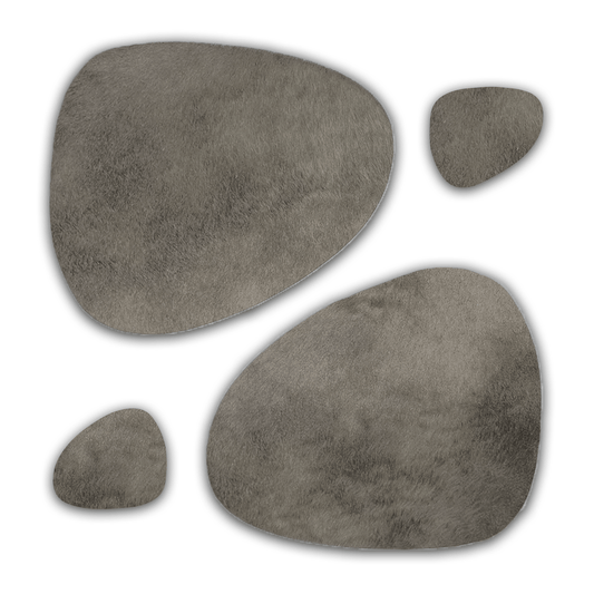 Echtes Kuhfell 2er - Platzset "Die moderne Schönheit" Tischset handgefertigt geruchsneutral Esstisch, oval taupe grau 40x32cm - unendlich - schoen