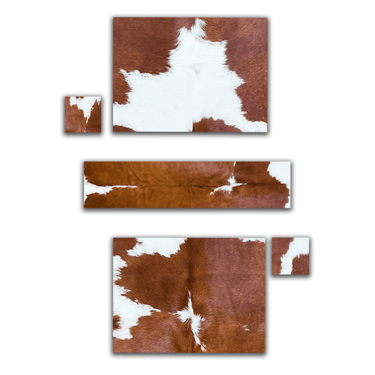 Echtes Kuhfell 2er - Platzset "Die rustikale Schönheit" Tischset handgefertigt geruchsneutral Esstisch, modern braun/weiss 40x30cm - unendlich - schoen
