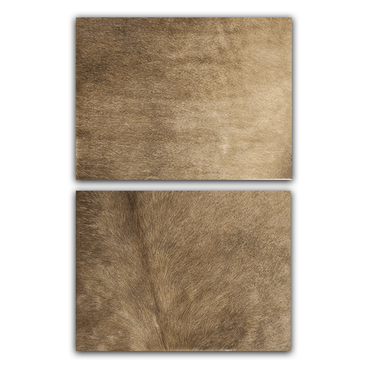 Echtes Kuhfell 2er - Platzset "Die warme Schönheit" Tischset handgefertigt geruchsneutral Esstisch, modern taupe braun 40x30cm - unendlich - schoen