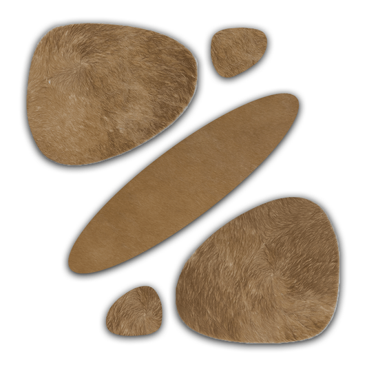 Echtes Kuhfell 2er - Platzset "Die warme Schönheit" Tischset handgefertigt geruchsneutral Esstisch, oval taupe braun 40x32cm - unendlich - schoen