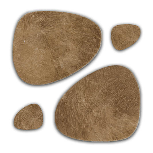 Echtes Kuhfell 2er - Platzset "Die warme Schönheit" Tischset handgefertigt geruchsneutral Esstisch, oval taupe braun 40x32cm - unendlich - schoen