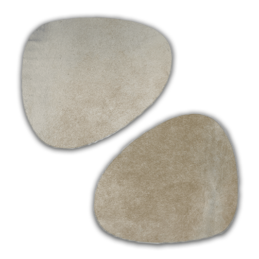 Echtes Kuhfell 2er - Platzset "Dien klare Schönheit" Tischset handgefertigt geruchsneutral Esstisch, oval chrystal weiss 40x32cm - unendlich - schoen