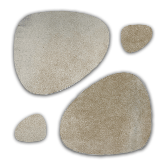 Echtes Kuhfell 2er - Platzset "Dien klare Schönheit" Tischset handgefertigt geruchsneutral Esstisch, oval chrystal weiss 40x32cm - unendlich - schoen