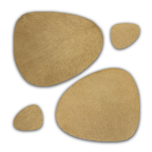 Echtes Kuhfell 2er - Platzset "Dien nordische Schönheit" Tischset handgefertigt geruchsneutral Esstisch, oval champagner blond 40x32cm - unendlich - schoen