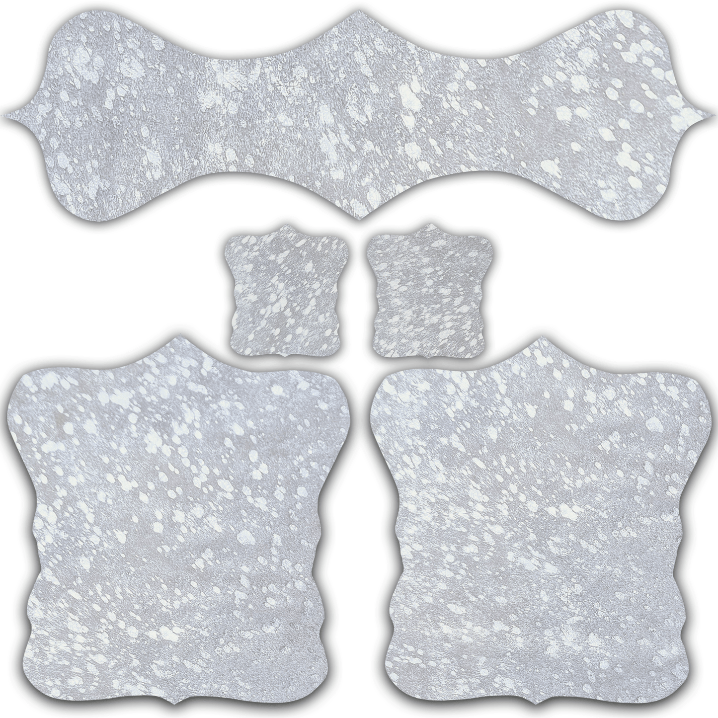 Echtes Kuhfell 2er - Platzset Platzdeckchen "Die glänzende Schönheit" abwischbar Tischset rutschfest Handmade Germany geruchsneutral Esstisch, rustikal silber metallic, sparkel 40x38cm - unendlich - schoen