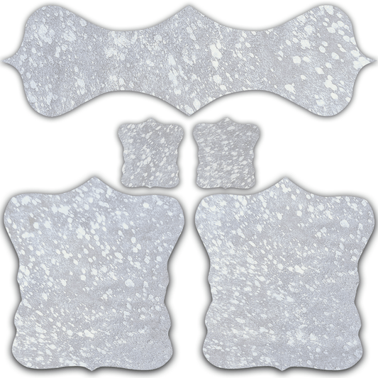 Echtes Kuhfell 2er - Platzset Platzdeckchen "Die glänzende Schönheit" abwischbar Tischset rutschfest Handmade Germany geruchsneutral Esstisch, rustikal silber metallic, sparkel 40x38cm - unendlich - schoen