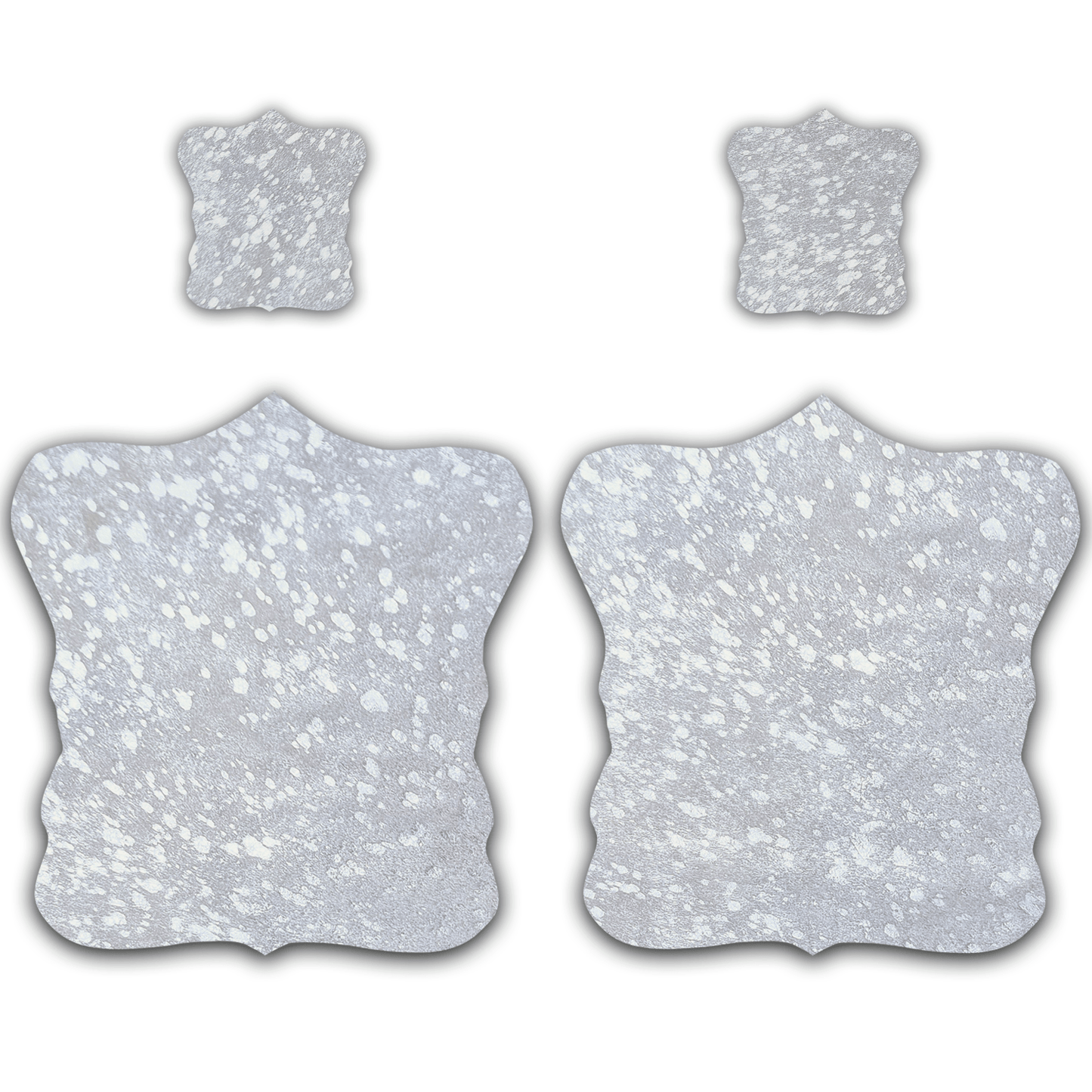 Echtes Kuhfell 2er - Platzset Platzdeckchen "Die glänzende Schönheit" abwischbar Tischset rutschfest Handmade Germany geruchsneutral Esstisch, rustikal silber metallic, sparkel 40x38cm - unendlich - schoen