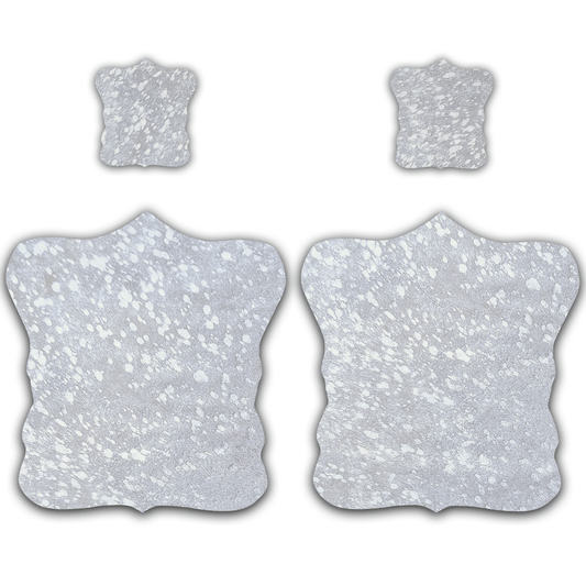Echtes Kuhfell 2er - Platzset Platzdeckchen "Die glänzende Schönheit" abwischbar Tischset rutschfest Handmade Germany geruchsneutral Esstisch, rustikal silber metallic, sparkel 40x38cm - unendlich - schoen