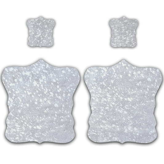 Echtes Kuhfell 2er - Platzset Platzdeckchen "Die glänzende Schönheit" abwischbar Tischset rutschfest Handmade Germany geruchsneutral Esstisch, rustikal silber metallic, sparkel 40x38cm - unendlich - schoen