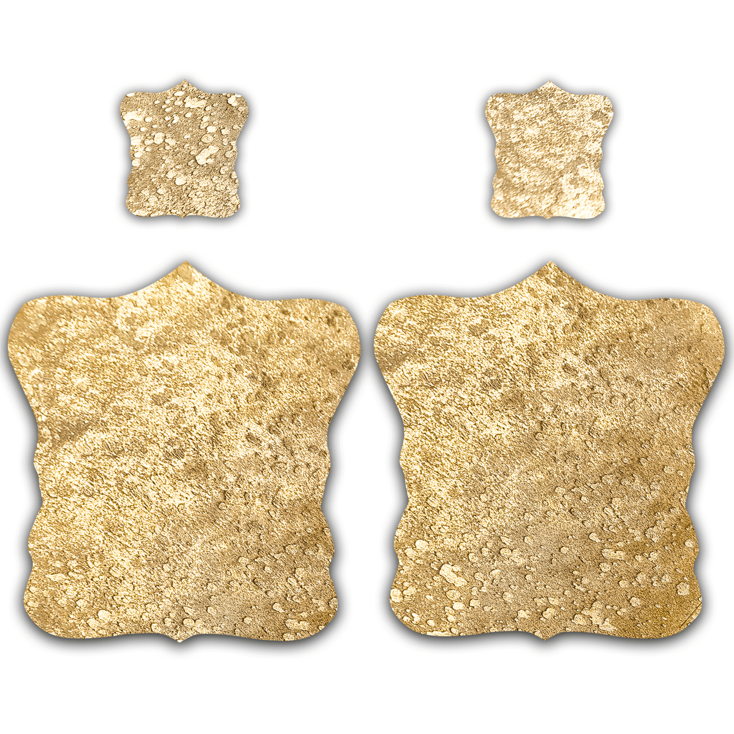 Echtes Kuhfell 2er - Platzset Platzdeckchen "Die luxeriöse Schönheit" abwischbar Tischset rutschfest Handmade Germany geruchsneutral Esstisch, rustikal gold metallic sparkle 40x38cm - unendlich - schoen