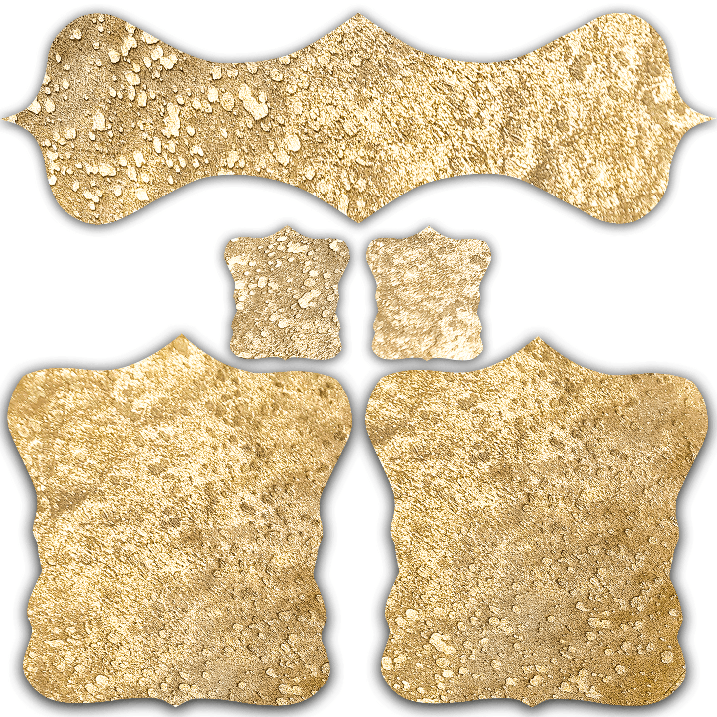 Echtes Kuhfell 2er - Platzset Platzdeckchen "Die luxeriöse Schönheit" abwischbar Tischset rutschfest Handmade Germany geruchsneutral Esstisch, rustikal gold metallic sparkle 40x38cm - unendlich - schoen