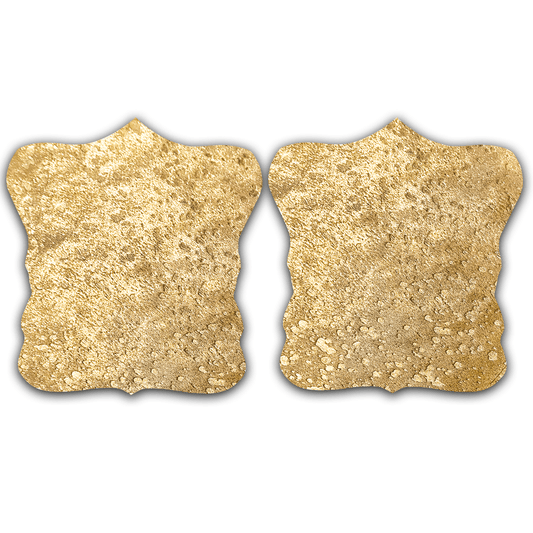Echtes Kuhfell 2er - Platzset Platzdeckchen "Die luxeriöse Schönheit" abwischbar Tischset rutschfest Handmade Germany geruchsneutral Esstisch, rustikal gold metallic sparkle 40x38cm - unendlich - schoen