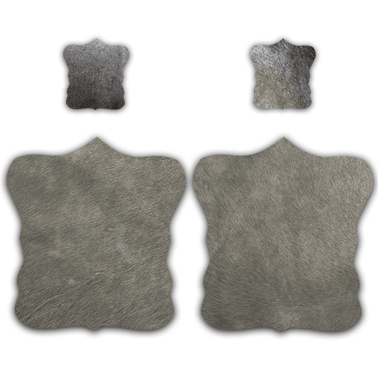 Echtes Kuhfell 2er - Platzset Platzdeckchen, "Die moderne Schönheit" Handmade in Germany,abwaschbar, Tischset ist natürlich rutschfest, Deko Telleruntersetzer Esstisch Wohnzimmer, rustikal taupe grau 40 x 38 cm - unendlich - schoen