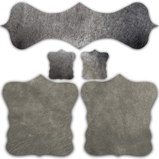 Echtes Kuhfell 2er - Platzset Platzdeckchen, "Die moderne Schönheit" Handmade in Germany,abwaschbar, Tischset ist natürlich rutschfest, Deko Telleruntersetzer Esstisch Wohnzimmer, rustikal taupe grau 40 x 38 cm - unendlich - schoen