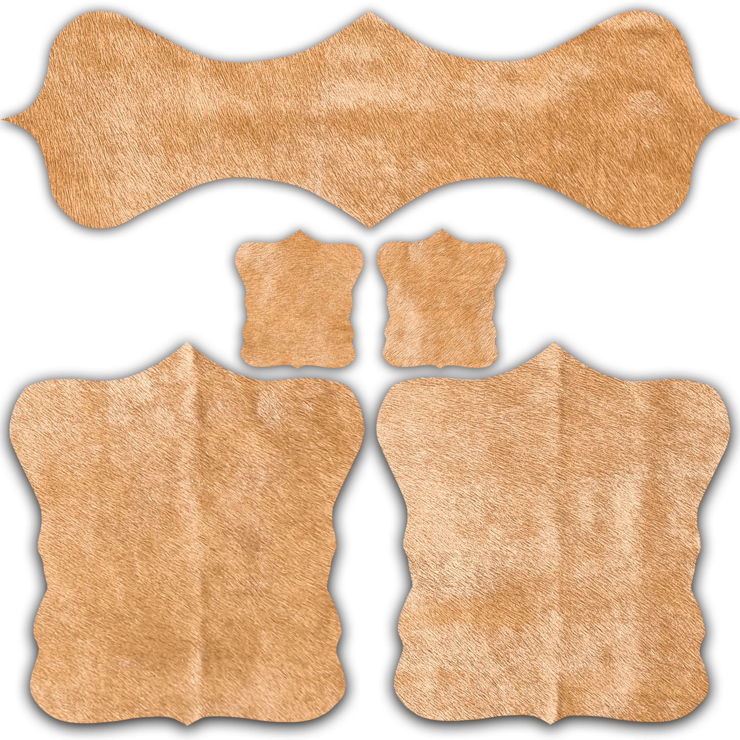 Echtes Kuhfell 2er - Platzset Platzdeckchen "Die nordische Schönheit" Handmade in Germany, abwaschbar, Tischset ist natürlich rutschfest, Deko Telleruntersetzer Esstisch Wohnzimmer, rustikal champanger blond 40 x 38 cm - unendlich - schoen