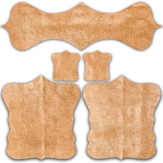 Echtes Kuhfell 2er - Platzset Platzdeckchen "Die nordische Schönheit" Handmade in Germany, abwaschbar, Tischset ist natürlich rutschfest, Deko Telleruntersetzer Esstisch Wohnzimmer, rustikal champanger blond 40 x 38 cm - unendlich - schoen