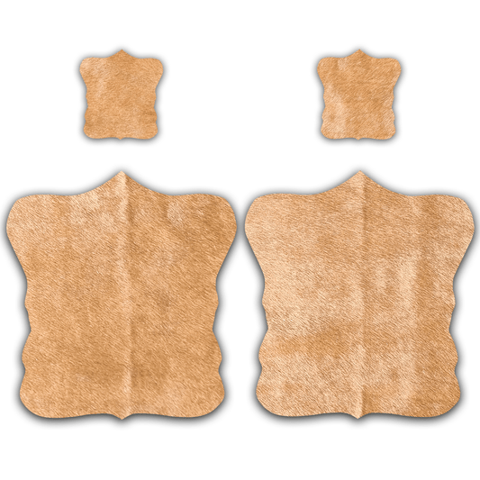 Echtes Kuhfell 2er - Platzset Platzdeckchen "Die nordische Schönheit" Handmade in Germany, abwaschbar, Tischset ist natürlich rutschfest, Deko Telleruntersetzer Esstisch Wohnzimmer, rustikal champanger blond 40 x 38 cm - unendlich - schoen