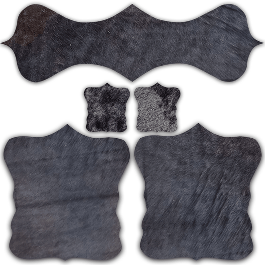 Echtes Kuhfell 2er - Platzset Platzdeckchen "Die schlichte Schönheit" Handmade in Germany abwaschbar, Tischset ist natürlich rutschfest, Deko Telleruntersetzer Esstisch Wohnzimmer, rustikal schwarz 40 x 38 cm - unendlich - schoen