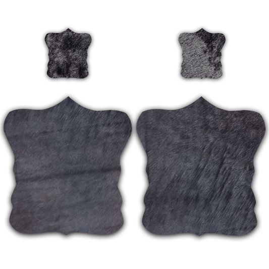 Echtes Kuhfell 2er - Platzset Platzdeckchen "Die schlichte Schönheit" Handmade in Germany abwaschbar, Tischset ist natürlich rutschfest, Deko Telleruntersetzer Esstisch Wohnzimmer, rustikal schwarz 40 x 38 cm - unendlich - schoen