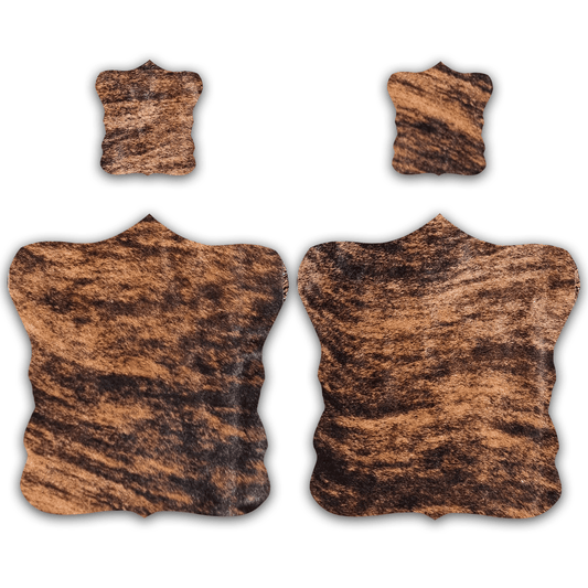 Echtes Kuhfell 2er - Platzset Platzsets "Die exotische Schönheit" abwaschbar, Handmade in Germany, Tischset ist natürlich rutschfest, Deko Telleruntersetzer Esstisch Wohnzimmer, rustikal braun gestromt, getigert 40x38cm - unendlich - schoen