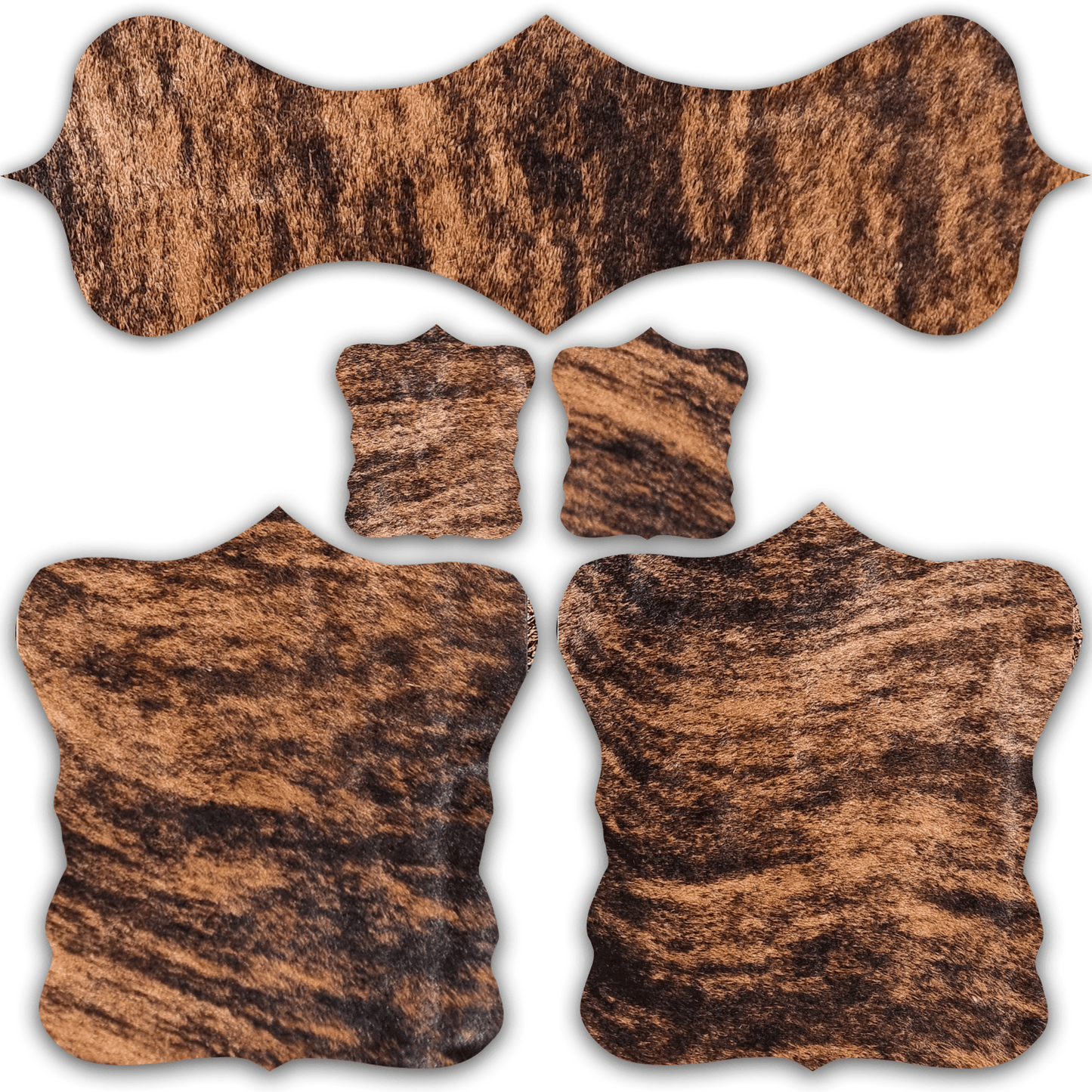Echtes Kuhfell 2er - Platzset Platzsets "Die exotische Schönheit" abwaschbar, Handmade in Germany, Tischset ist natürlich rutschfest, Deko Telleruntersetzer Esstisch Wohnzimmer, rustikal braun gestromt, getigert 40x38cm - unendlich - schoen