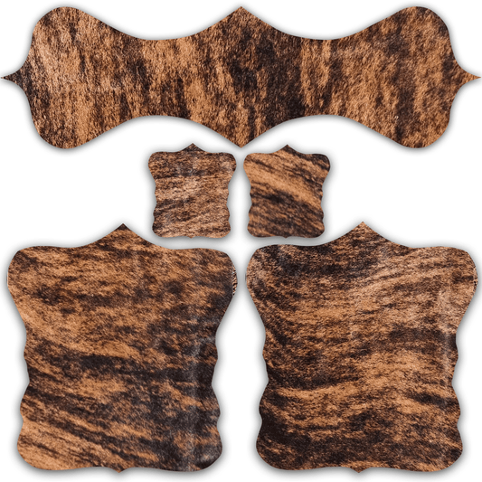 Echtes Kuhfell 2er - Platzset Platzsets "Die exotische Schönheit" abwaschbar, Handmade in Germany, Tischset ist natürlich rutschfest, Deko Telleruntersetzer Esstisch Wohnzimmer, rustikal braun gestromt, getigert 40x38cm - unendlich - schoen