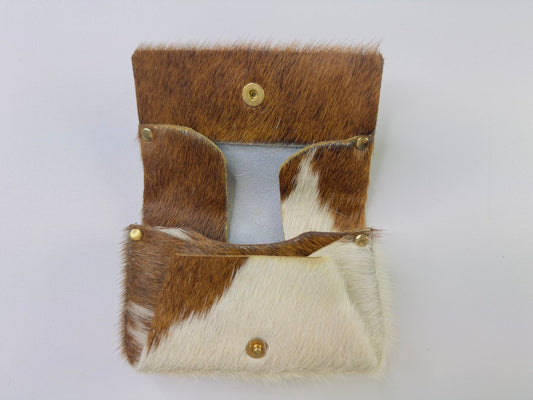 Echtes Kuhfell Portemonnaie / Geldbörse "Die rustikale Schönheit" edel & extravagant der besondere Hingucker, 2 Fächer, braun weiß 12x8cm - unendlich - schoen