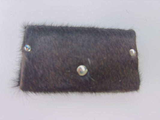 Echtes Kuhfell Portemonnaie / Geldbörse "Die schlichte Schönheit" edel & extravagant der besondere Hingucker, 2 Fächer, schwarz 12x8cm - unendlich - schoen