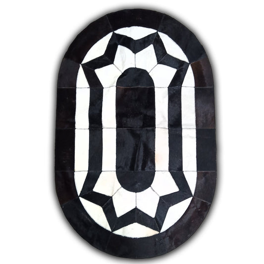 Kuhfell / Rinderfell Teppich "Patchwork oval" ca. 100 x 150 cm - unendlich - schoen