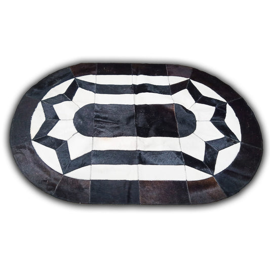 Kuhfell / Rinderfell Teppich "Patchwork oval" ca. 100 x 150 cm