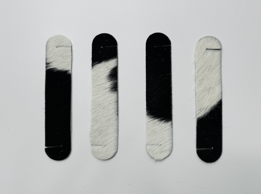 Serviettenringe aus echtem Kuhfell "Die klassische Schönheit" Extravagant für den besonderen Anlass, Wohnzimmer Esstisch, schwarz weiss 13x3,5cm - unendlich - schoen
