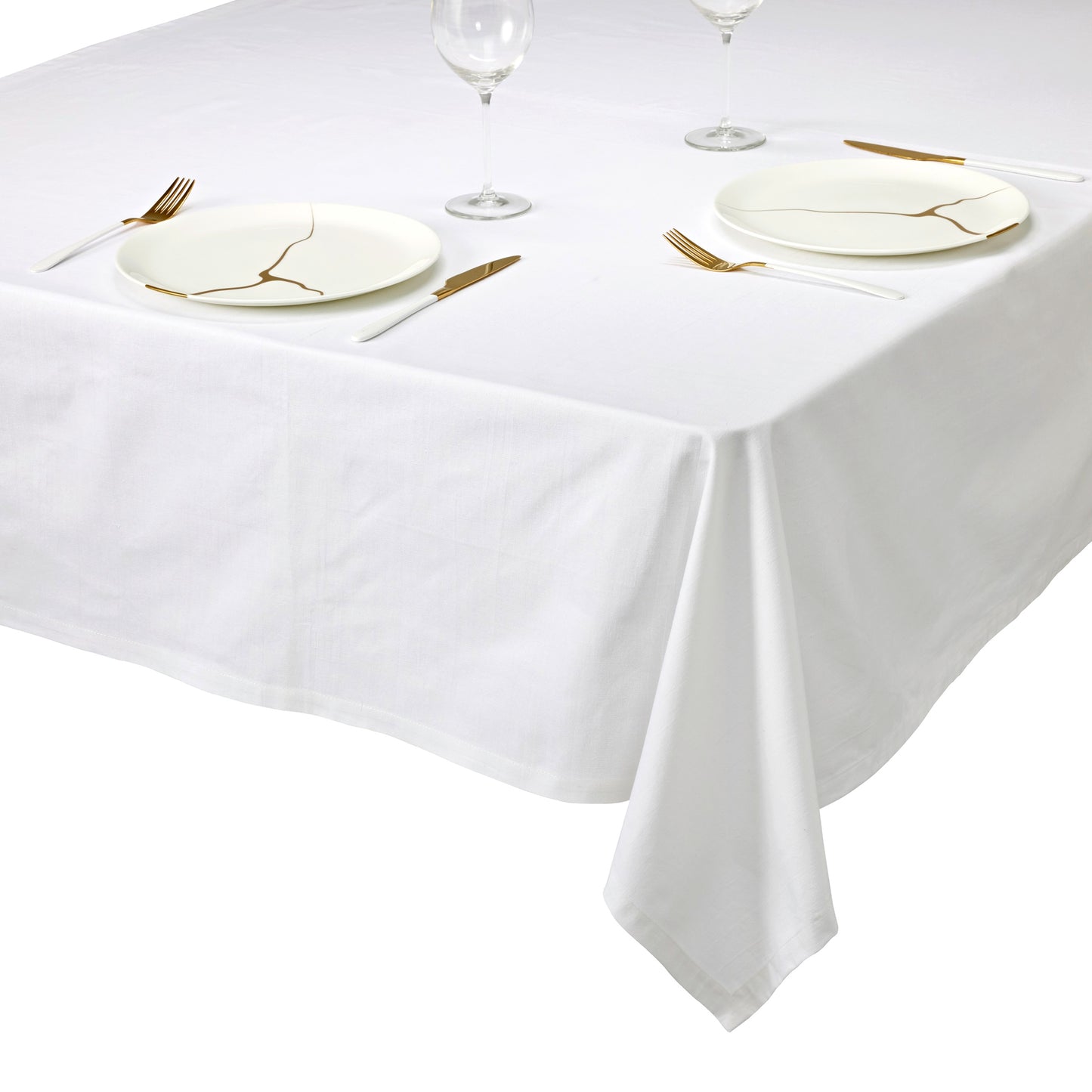 Tischdecke aus 100% Baumwolle, beste Qualität in modernem Design, fur jeden Anlass, faltenfreies Fallen (140 x 180 cm / 140 x 220 cm, weiss)