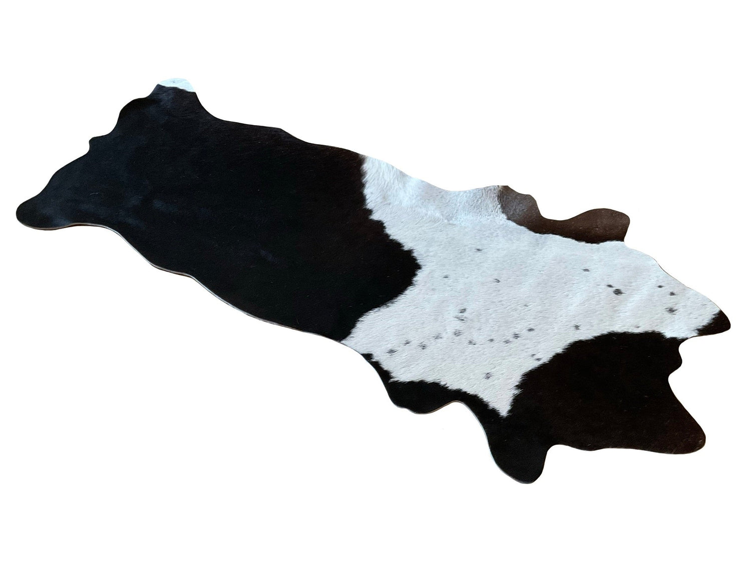 Echter Kuhfell Teppich klein "Die klassische Schönheit" Handmade in Germany, geruchsneutral, Rinderfell ideal für Wohnzimmer Esszimmer Flur, rustikal schwarz weiss 160x70cm / 120x55cm - unendlich - schoen