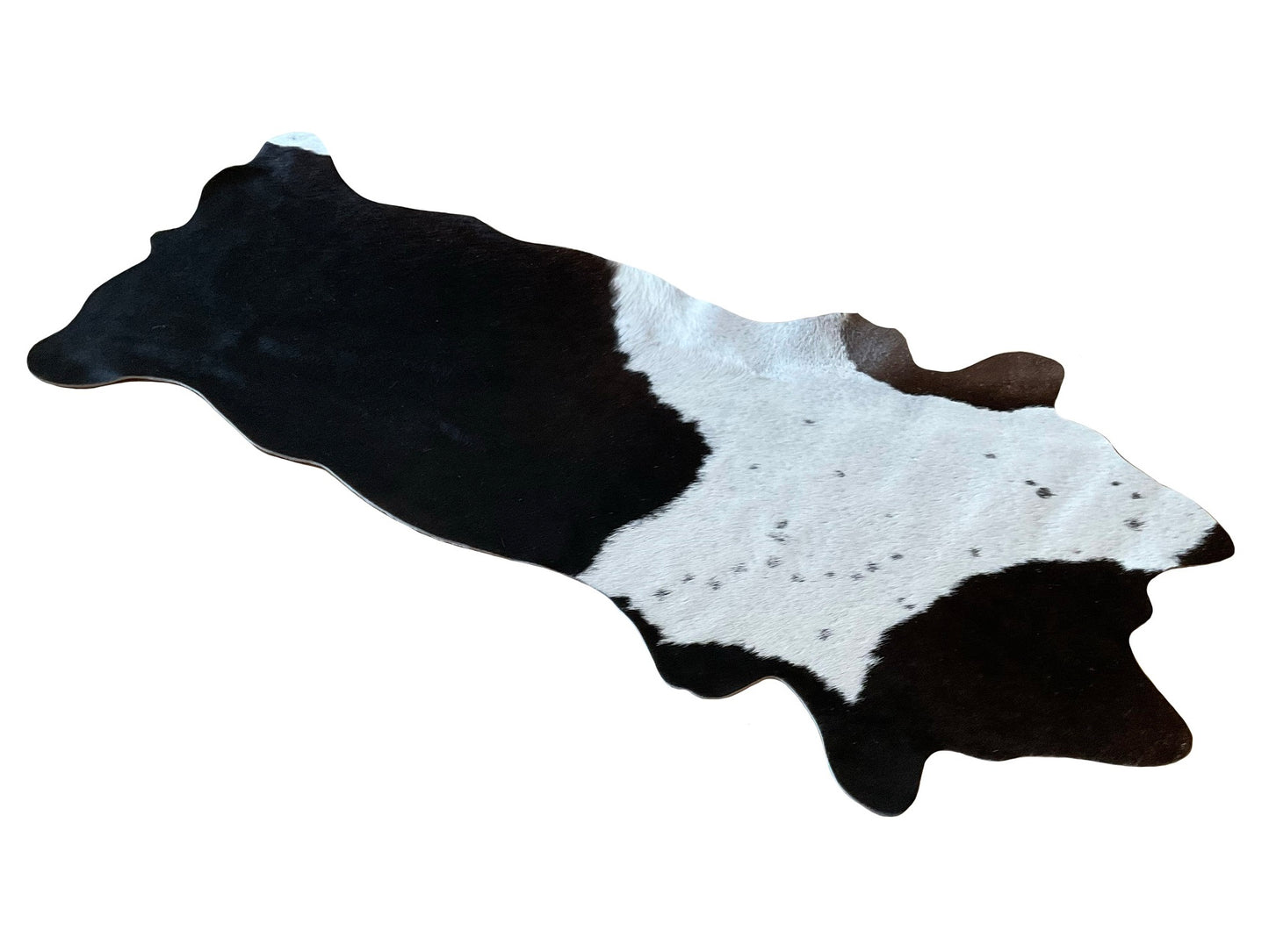 unendlich schoen - Echter Kuhfell Teppich klein, Handmade in Germany, geruchsneutral, Rinderfell ideal für Wohnzimmer Esszimmer Flur  "Die originale Schönheit" (Gr.160x70cm, schwarz weiss)